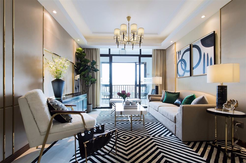 佛山室内装修雅居蓝湾98平方米三居-现代轻奢风格室内设计家装案例