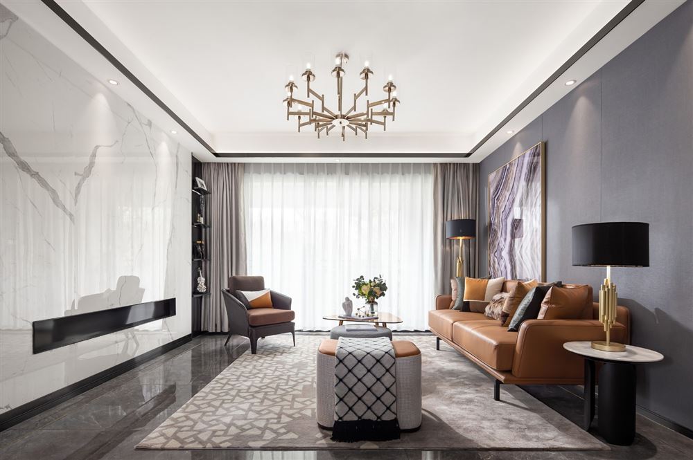 佛山室内装修雅居乐英伦首府135平米三居-现代轻奢风格室内设计家装案例