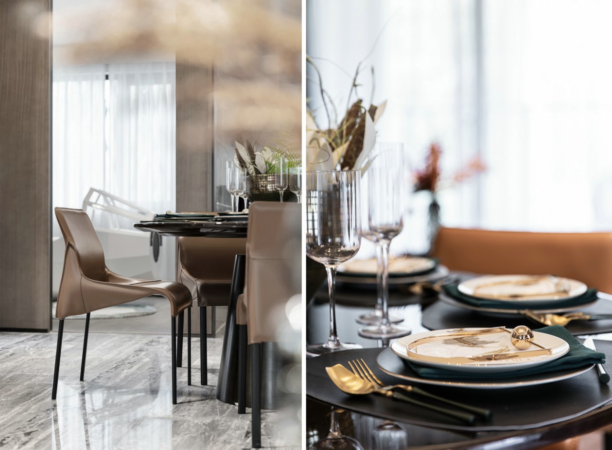 现代轻奢风格室内设计家装案例-餐厅餐桌
